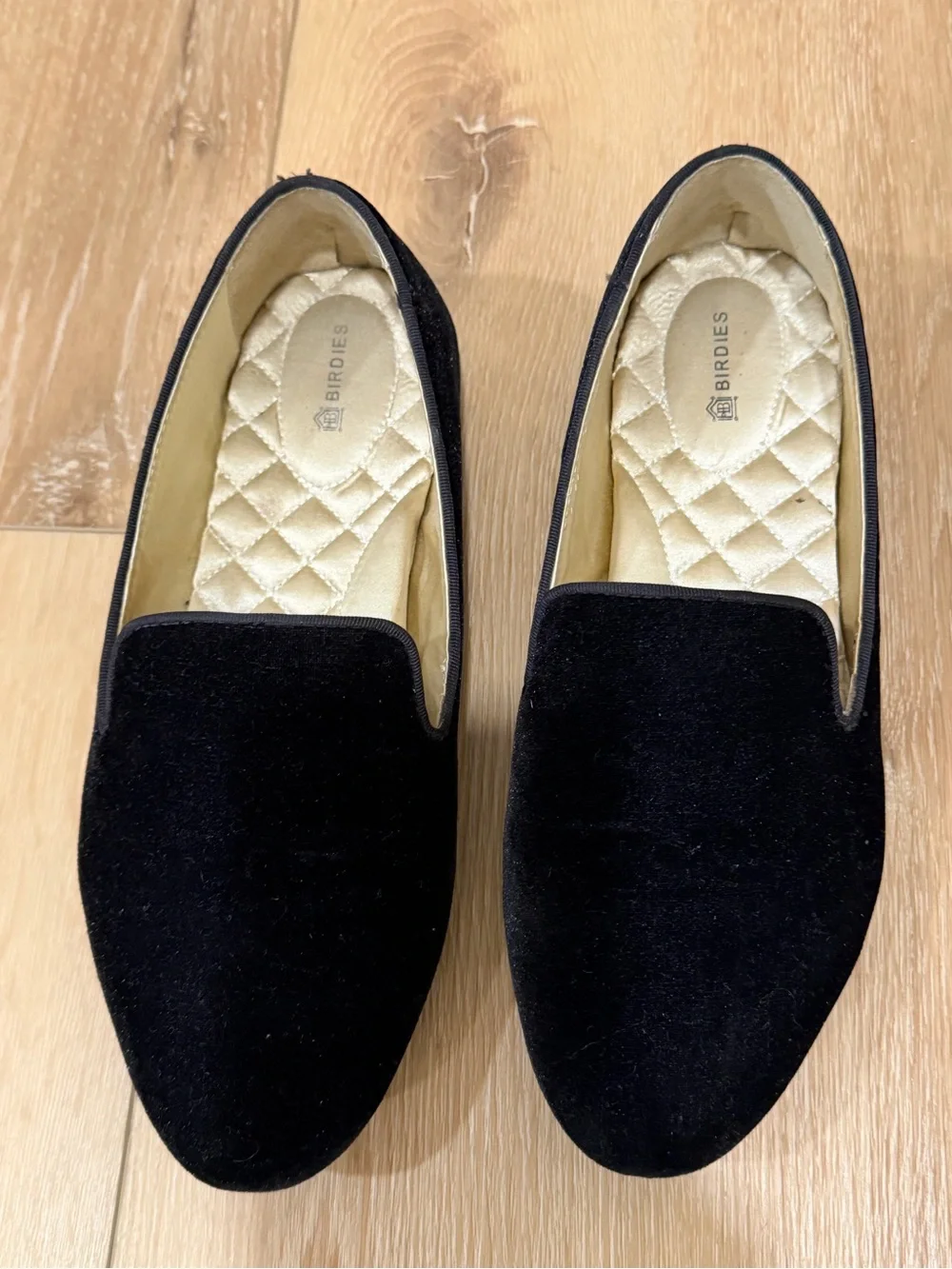 Black Velvet Slip-On Loafers -